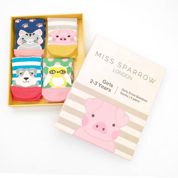 Girls 2-3 Years Animal Socks Box