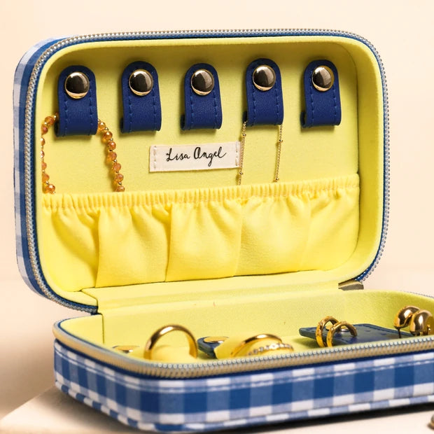 Blue Gingham Lobster Tutto Bene Rectangular Travel Jewellery Case