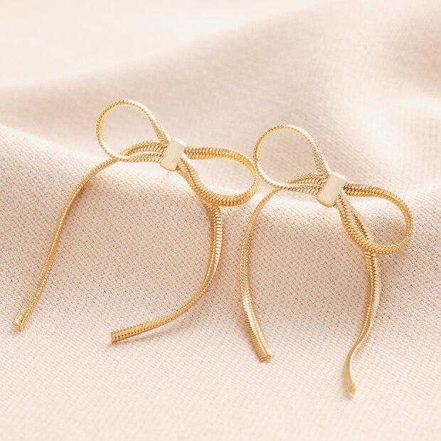 Bow Stud Earrings in Snake Chain