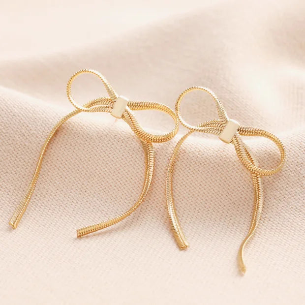 Bow Stud Earrings in Snake Chain