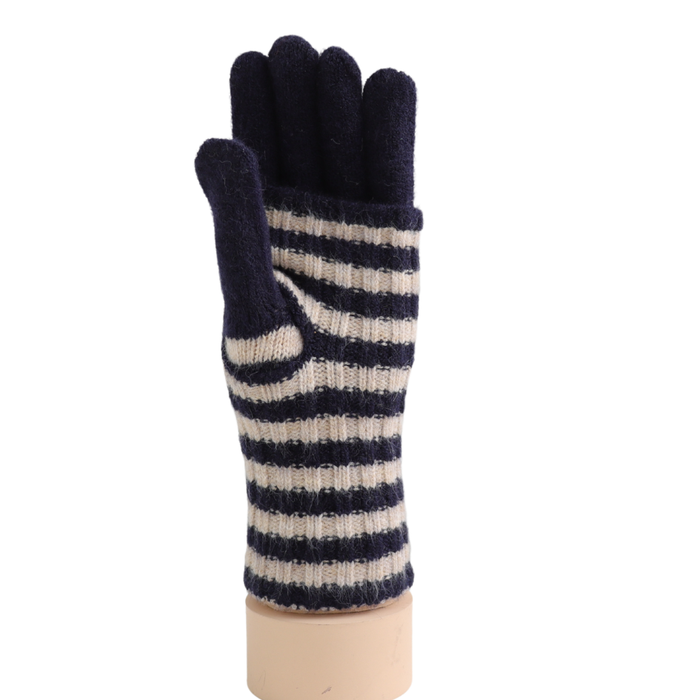 Striped Wool Double Layer Gloves