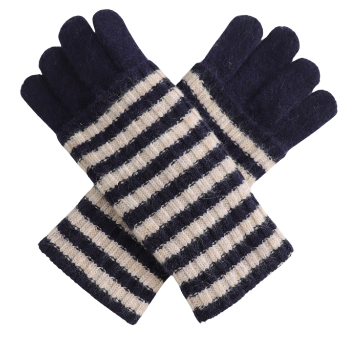 Striped Wool Double Layer Gloves