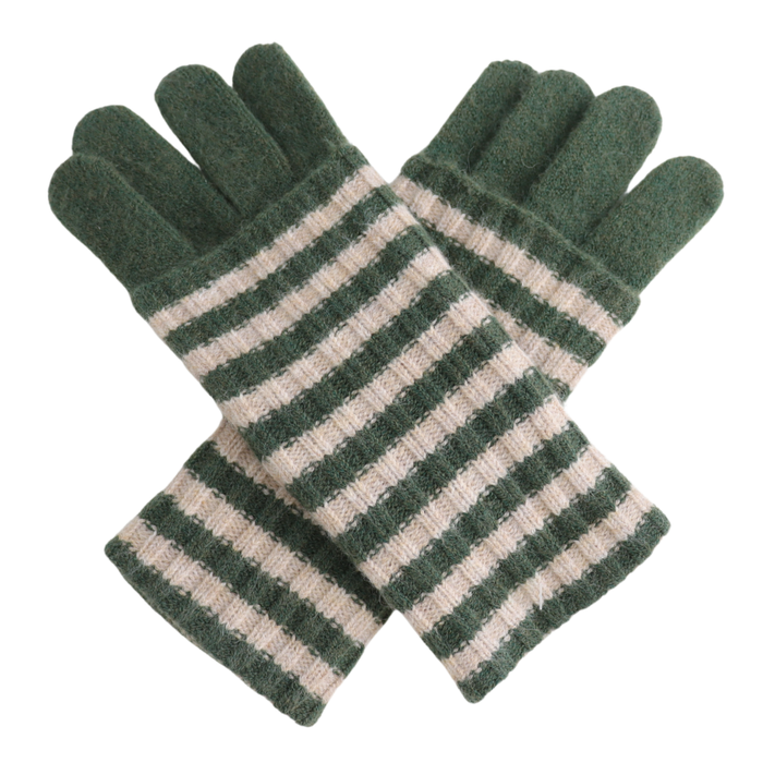 Striped Wool Double Layer Gloves