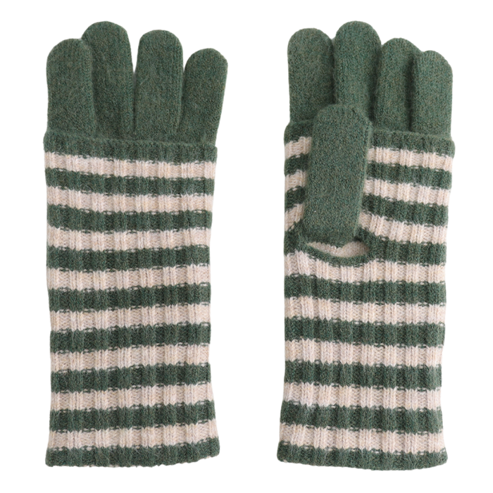 Striped Wool Double Layer Gloves