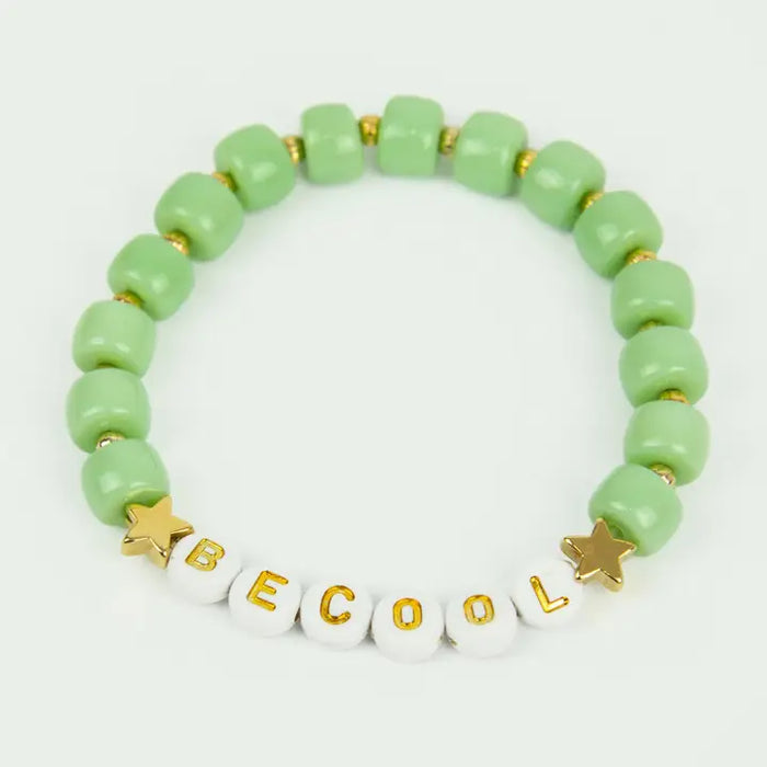 Mint Green Beaded Be Cool Letter Bracelet