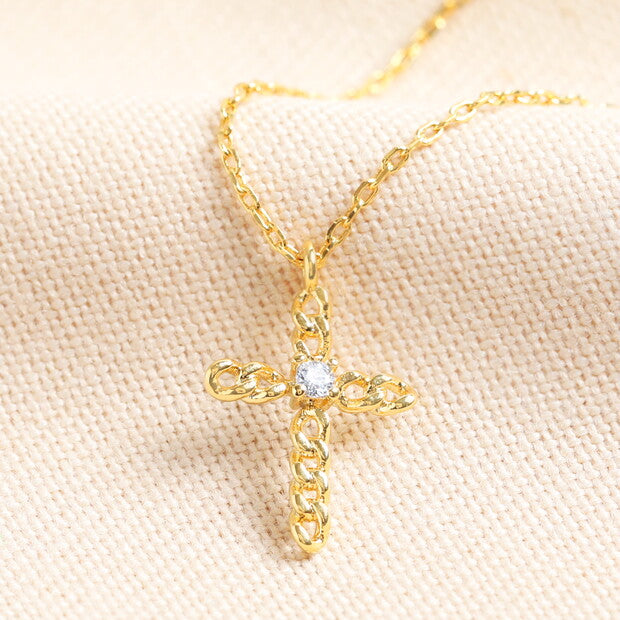 Diamante Cross Pendant Necklace