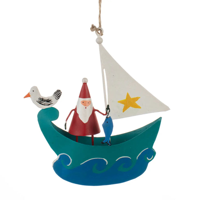 High Seas Santa Tin Hanging Christmas Decoration