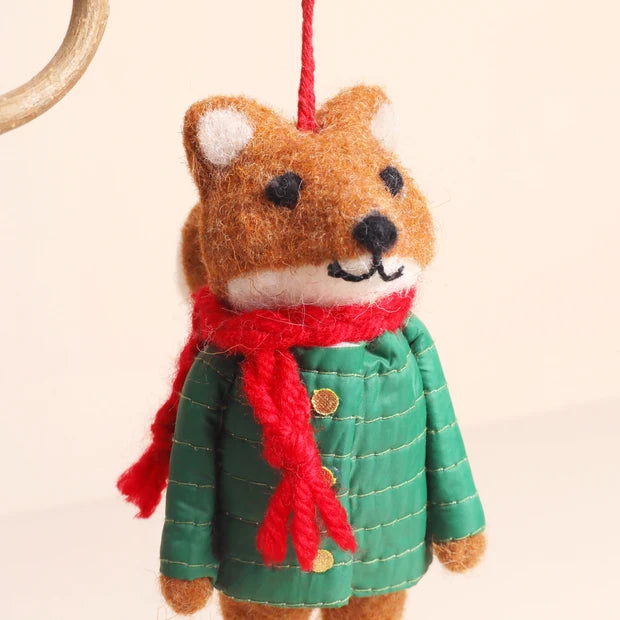 Felt Festive Fox Hanging Decoration