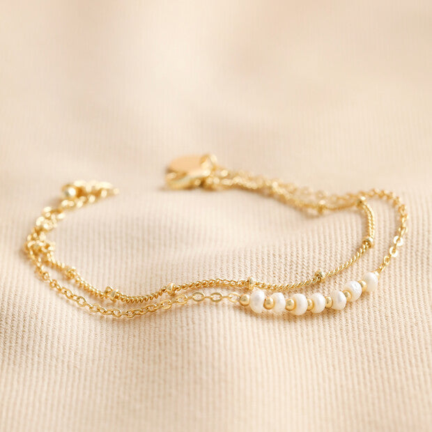 Freshwater Seed Pearl Double Chain Bracelet