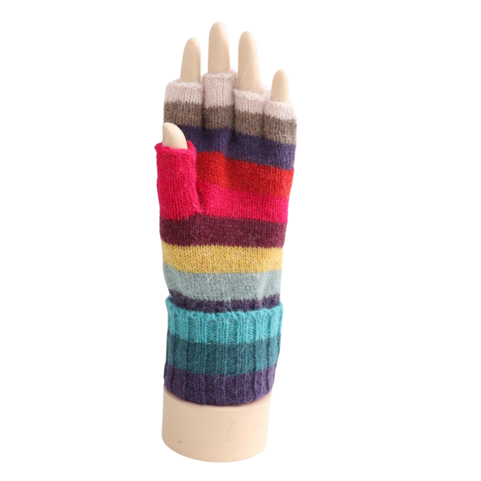 Fingerless Rainbow Stripe Gloves