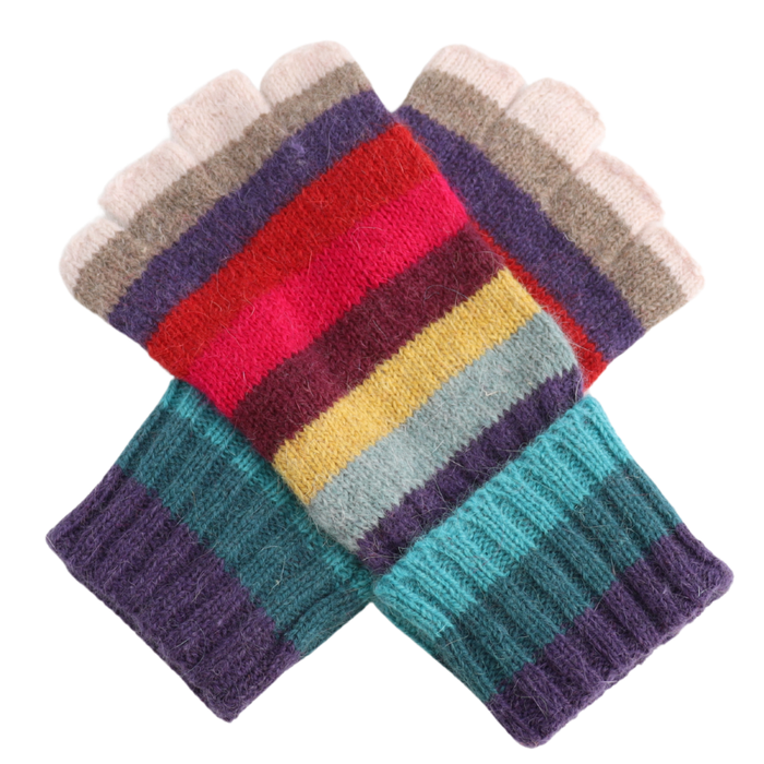 Fingerless Rainbow Stripe Gloves