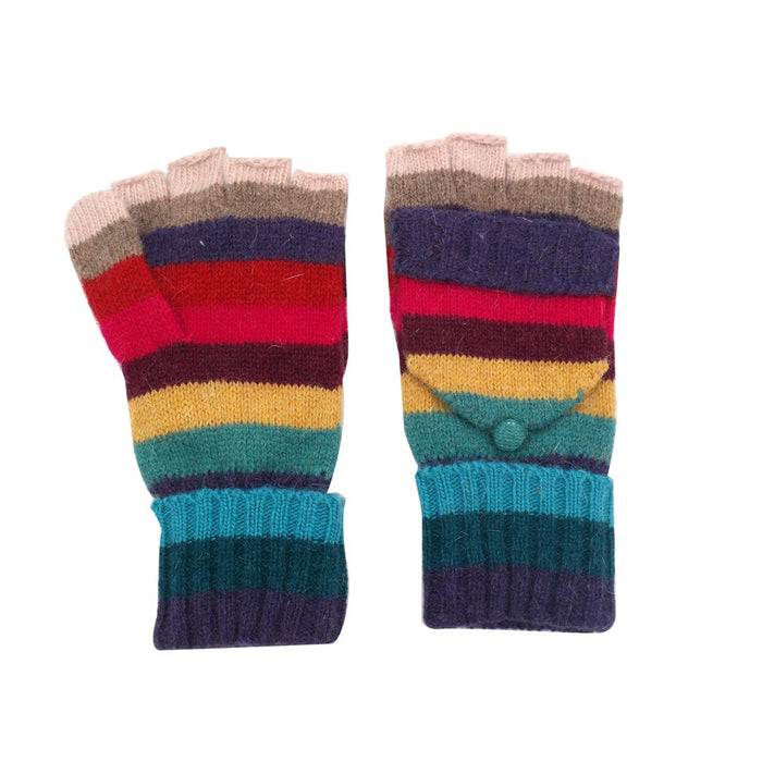 Fingerless Rainbow Stripe Gloves