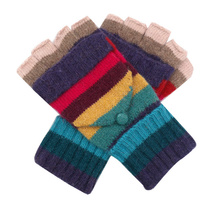 Fingerless Rainbow Stripe Gloves