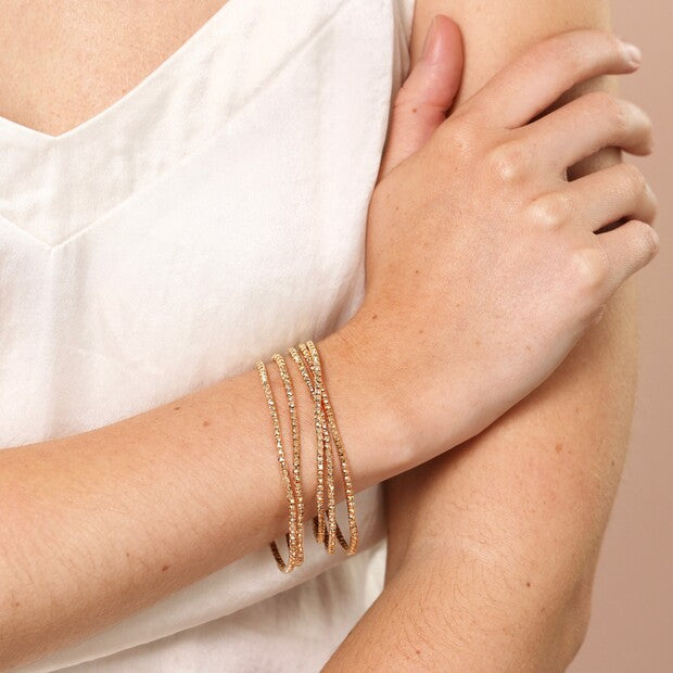 Set of 5 Gold Beaded Bracelets