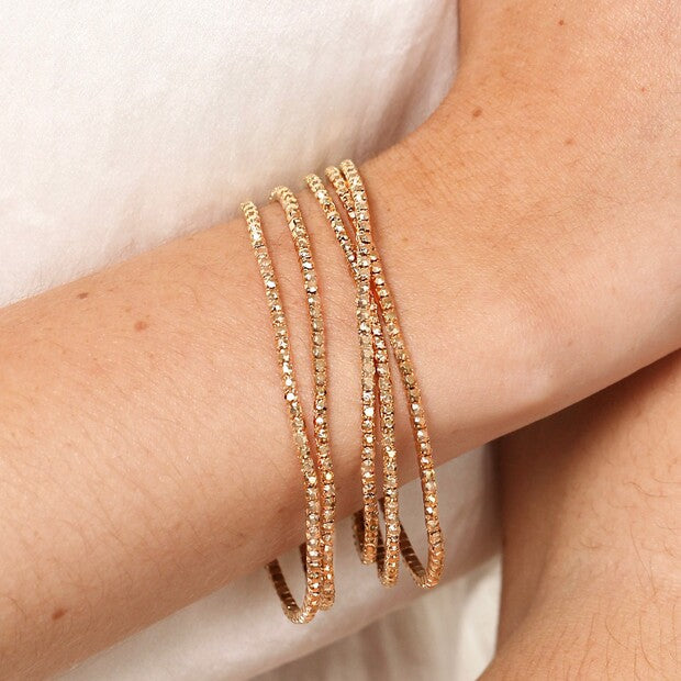 Set of 5 Gold Beaded Bracelets
