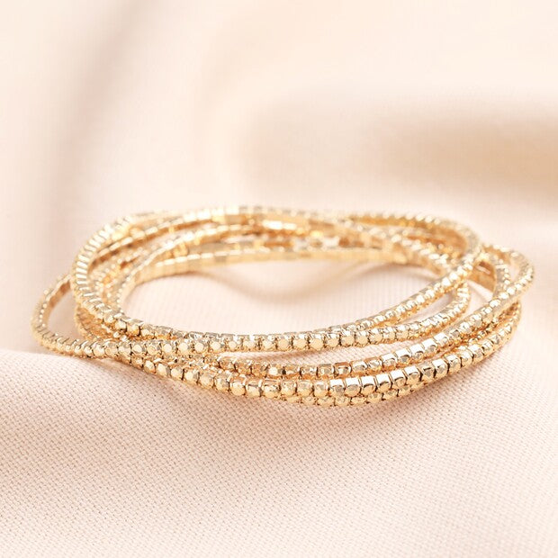 Set of 5 Gold Beaded Bracelets