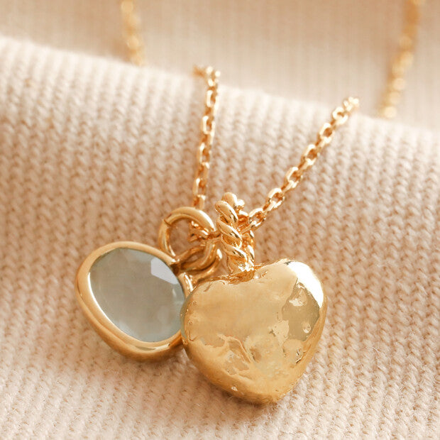 Heart & Moonstone Pendant Necklace