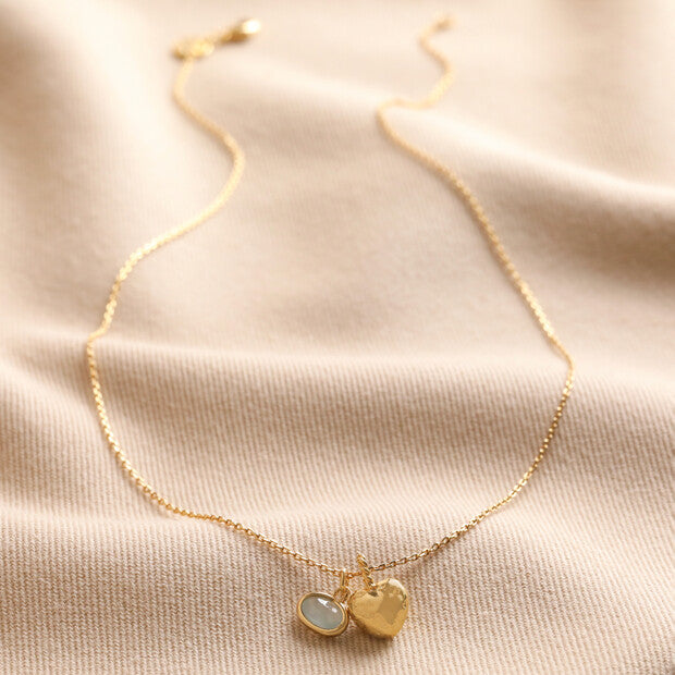 Heart & Moonstone Pendant Necklace