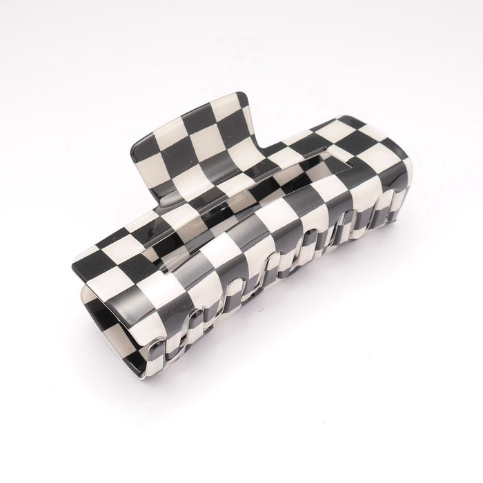 Large Rectangle Checkered Hair Claw Clips