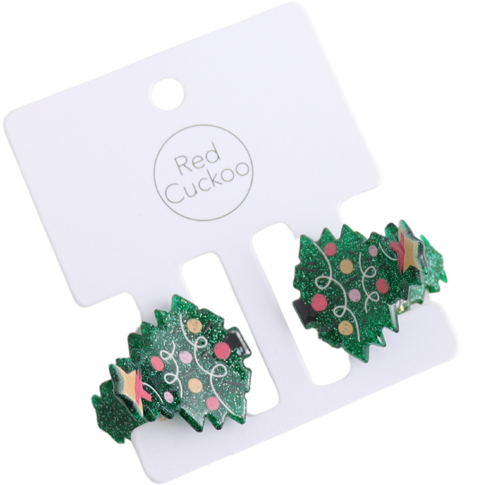 Christmas Tree Mini Hair Claw Clips Twin Pack