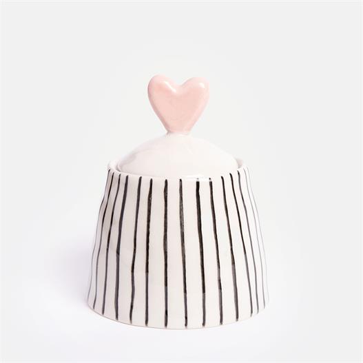 Stripe Small Jar with Heart Lid