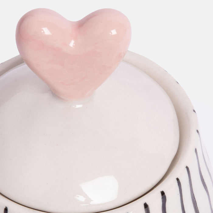 Stripe Small Jar with Heart Lid