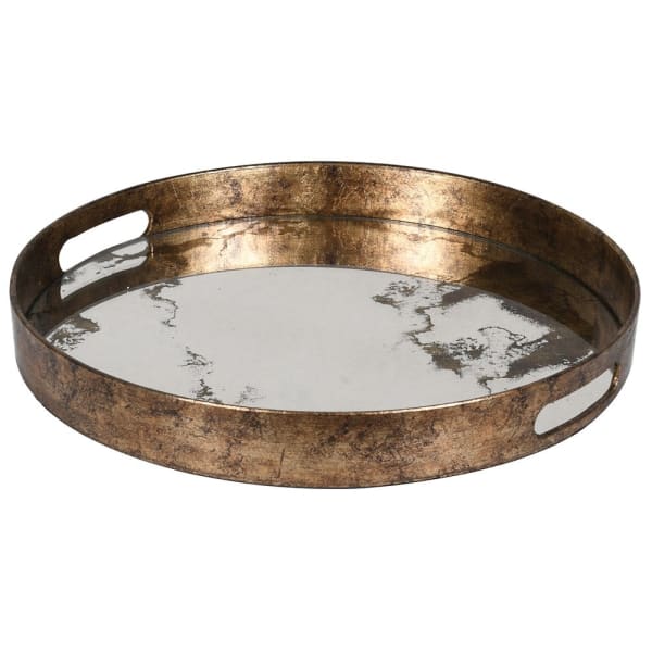 Marble Effect Distressed Mirror Tray