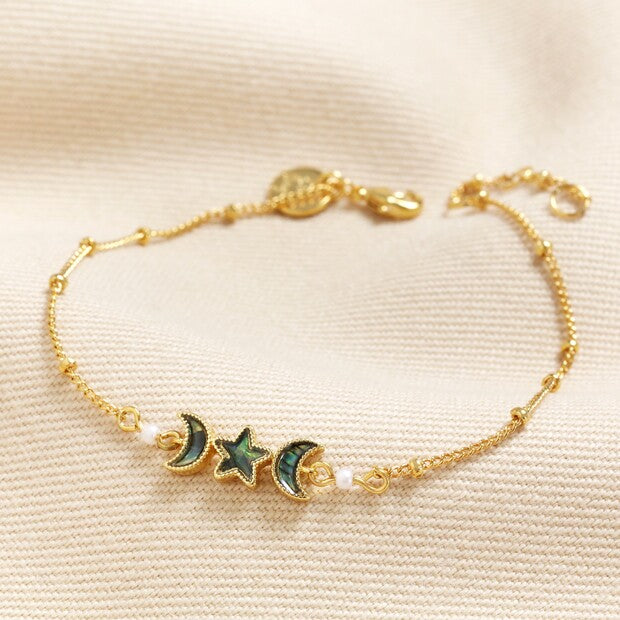 Moon & Star Bracelet in Gold