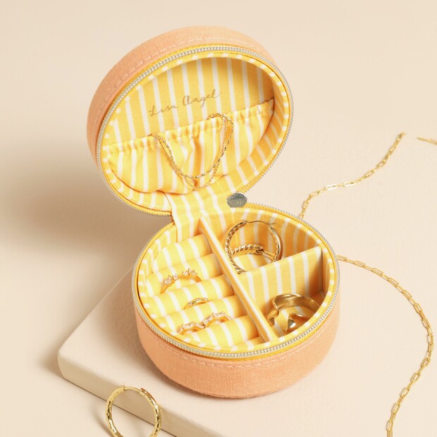 Mini Round Jewellery Case in Tangerine