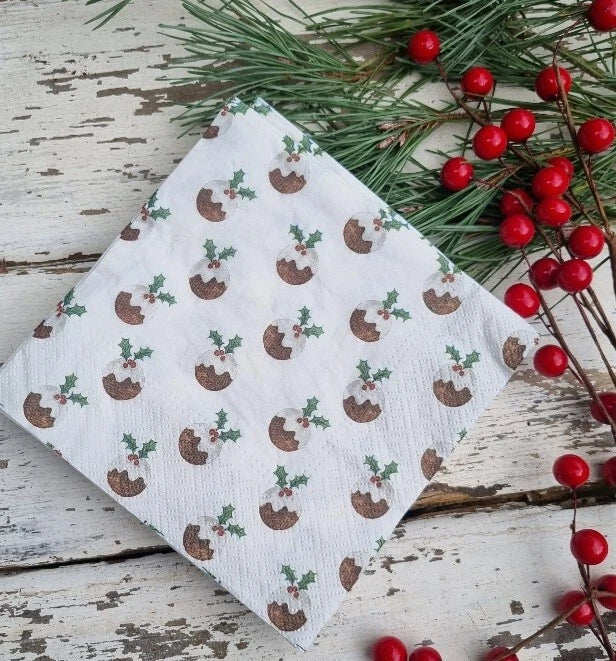 Christmas Pudding Napkins - Pack of 20