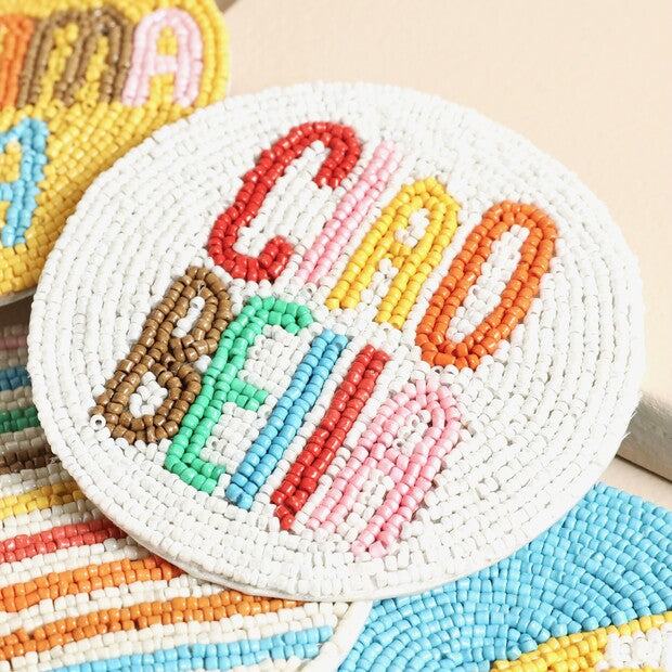 Set of 4 'Ciao Bella' Beaded Coasters
