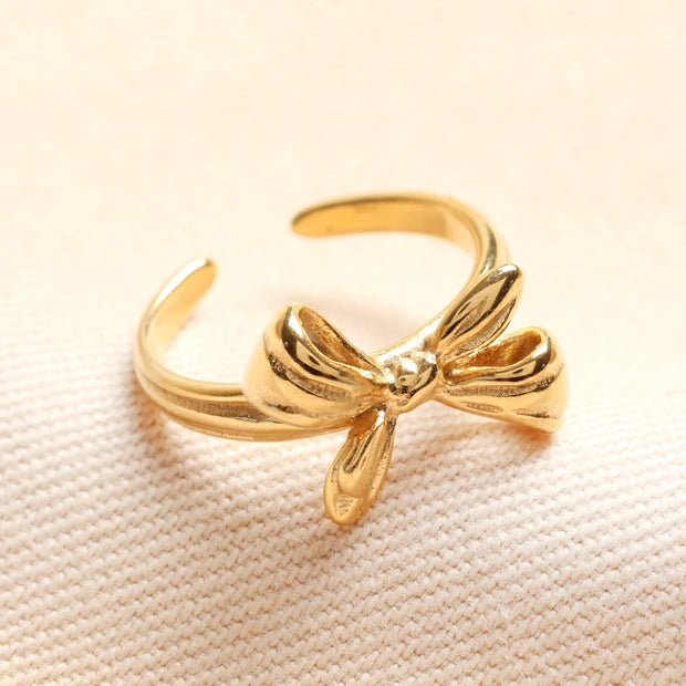 Adjustable Gold Bow Ring – theovertongallery