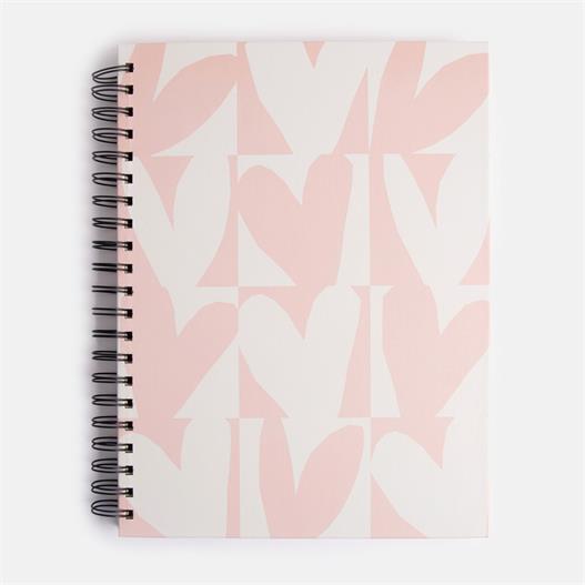 Pink Hearts A4 Spiral Bound Notebook