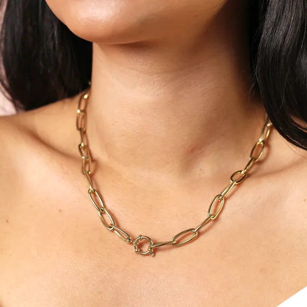 Paperclip Chain Gold Necklace