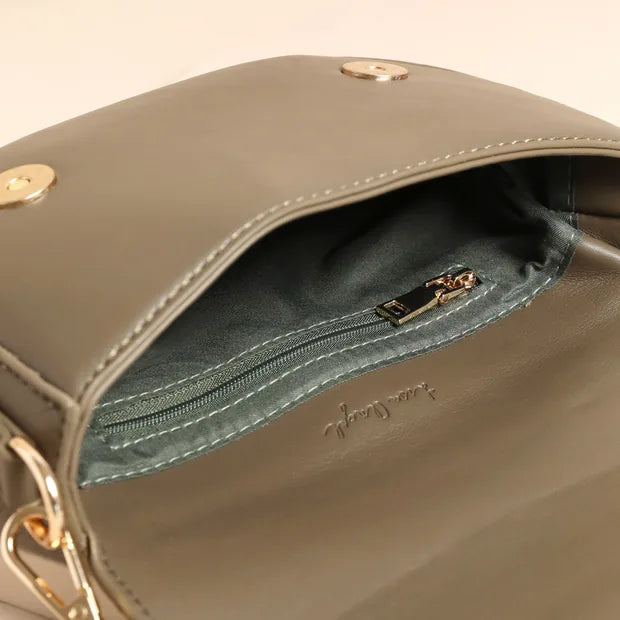 Olive Woven Half Moon Crossbody Bag