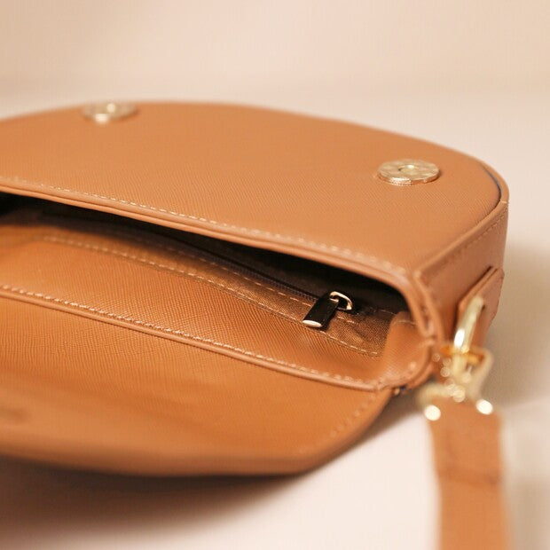 Half Moon Tan Crossbody Bag