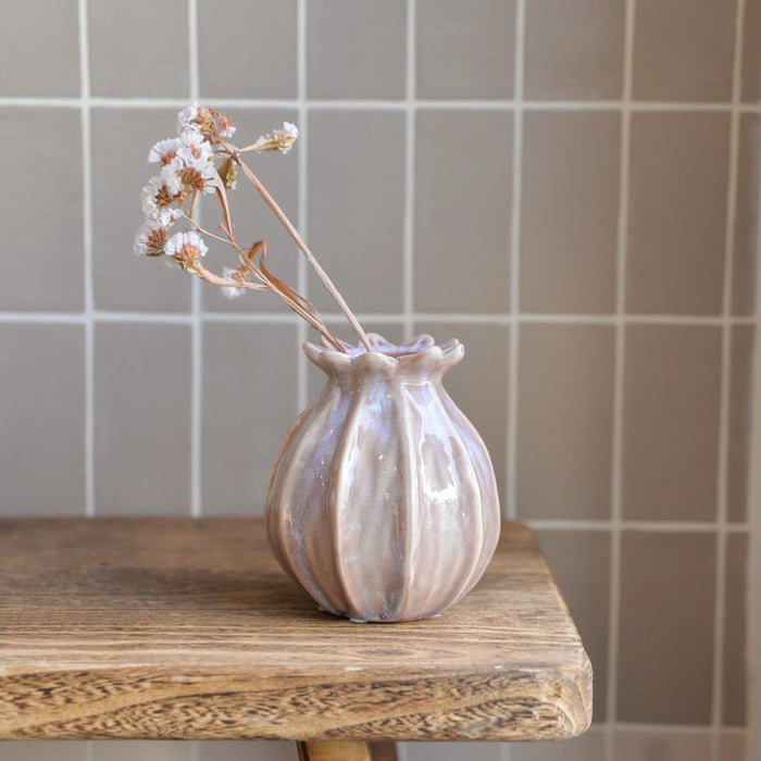 Pink Seed Head Ceramic Vase