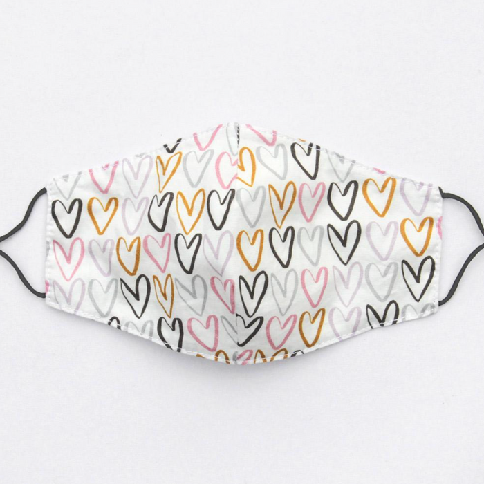 Multi Outline Hearts Face Mask