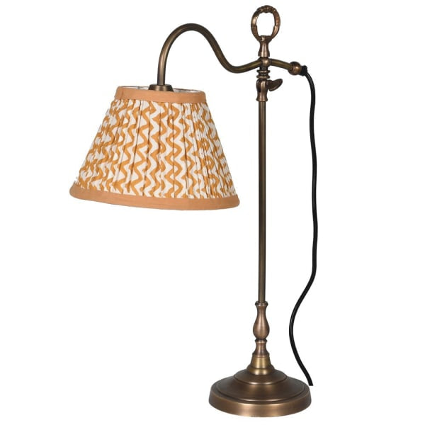 Antique Brass Lamp with Ikat Shade