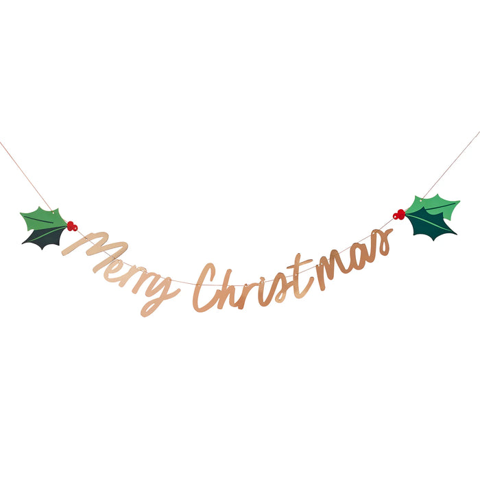 Merry Christmas Holly Garland 1.5m