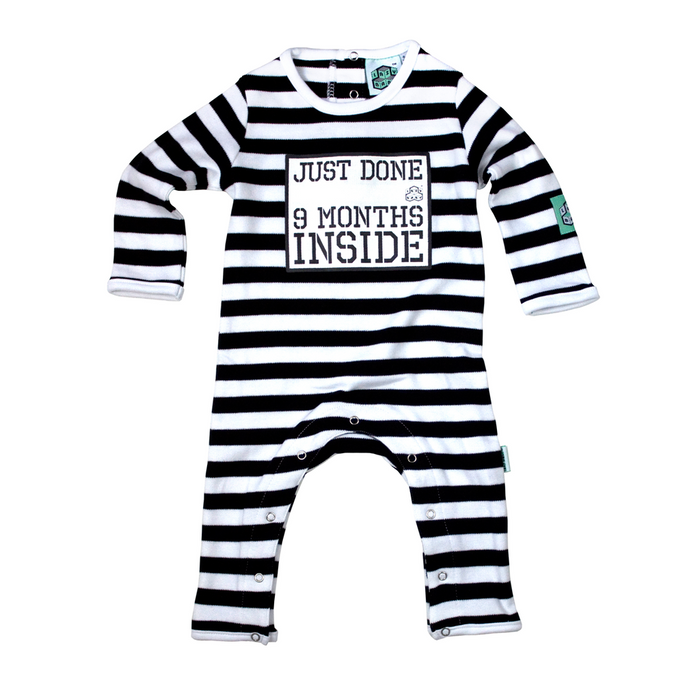 Lazy Baby White “9 Months Inside” Baby Grow